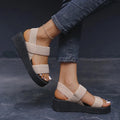 Women's Minimalist Wedge Sandals Open Toe Thick Soled Platform Casual Sandals Ankle Strap Slingback Sandalias Solid Color - Lady T Fashions