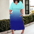 Women Casual T-Shirt Dress V Neck Short Sleeve with Front Two Pockets Solid Color Oversize Dresses - Lady T Fashions