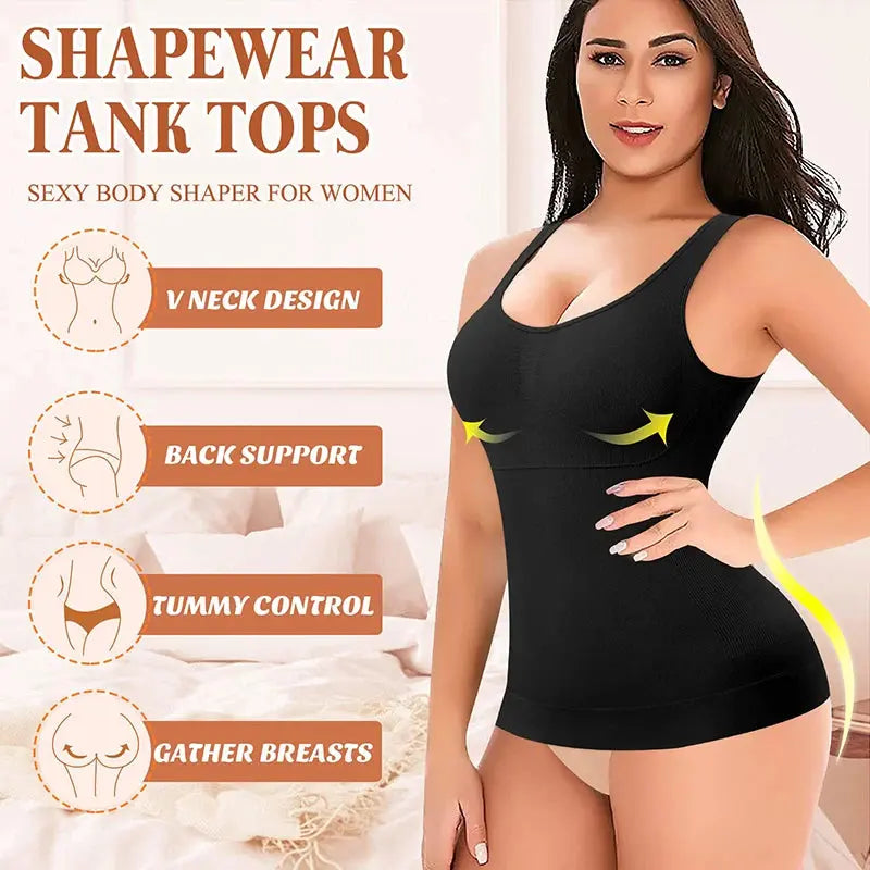 Shapewear for Women Tummy Control Waist Trainer Built-in Bra Shaping Tank Tops Slimming Body Shaper Compression Vest Underwear - Lady T Fashions