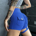 Sexy Shorts Women Sport With Pocket Buttocks Fitness Summer High Waist Tights Leggings Push Up Female Shorts Gym Clothing Pants - Lady T Fashions