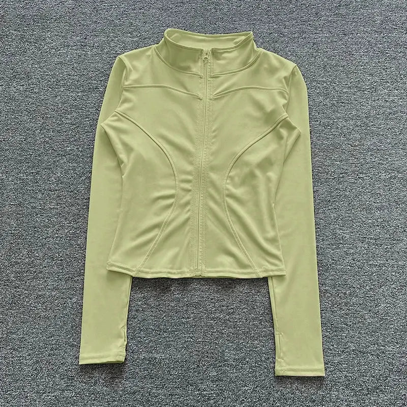 Women Sport Jacket Long Sleeve Shirt Workout Coat Gym Training Clothing Yoga Sportswear - Lady T Fashions