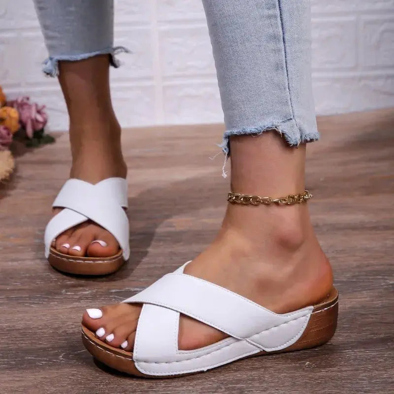New Shoes Sandals Women Summer Retro Women Shoe Slides Walking Shoes Wedge Ladies Shoes Casual Footwear Women Slippers Female Lady T Fashions