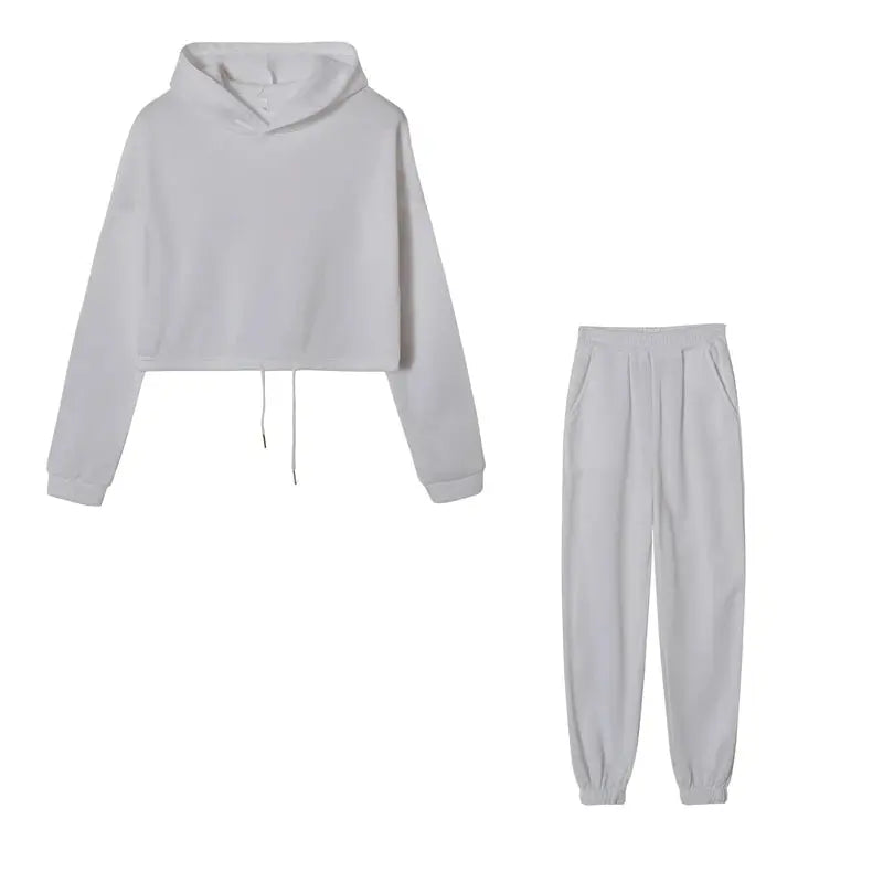 Fashion Trend Women's Wear, Long-sleeved Sports Casual Suit Waist Two-piece Set - Lady T Fashions