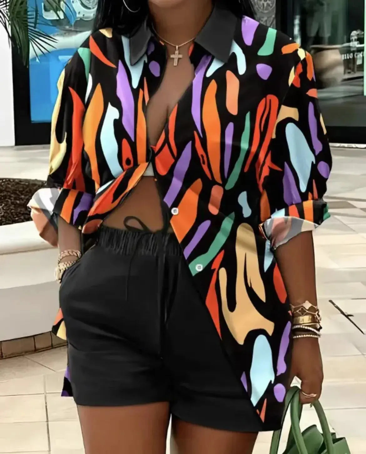 Clothes for Women Fashion Women Long Sleeve Printing Two Piece Sets Womens Outifits Top Short Matching Sets S-3XL Women Clothing - Lady T Fashions