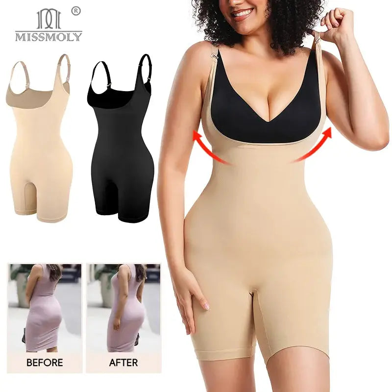 Shapewear Bodysuit for Women Underbust Full Body Shaper Slimming Short Tummy Control Waist Trainer Open Crotch Corset Fajas - Lady T Fashions