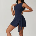 Tennis Dress for Women with Built in Shorts Womens Athletic Dresses Sleeveless Boat Neck Active Workout Skort Dress - Lady T Fashions