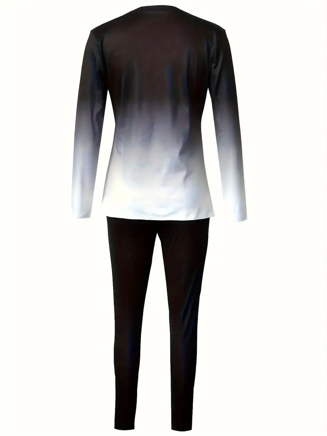 Plus size European and American cross-border spring and autumn new round neck gradient long sleeve trousers casual suit - Lady T Fashions