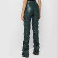 Women's Pants Wholesale Items High Waist Pu Leather Black Wide Leg Pants for Women Casual Fashion Loose Streetwear Trouser Femme Lady T Fashions