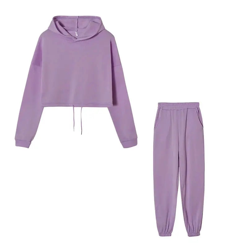 Fashion Trend Women's Wear, Long-sleeved Sports Casual Suit Waist Two-piece Set - Lady T Fashions