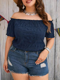 Plus Size Summer Women Elegant Off The Shoulder Dress Casual Fashion Solid Tops Office Lady Loose Curve Clothing - Lady T Fashions