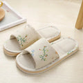 House Linen Slippers Women Floral Autumn Cute Home Indoor Non Slip Funny Sandals Cartoon Kawaii Cat Shoes Flat Flax Striped Lady T Fashions