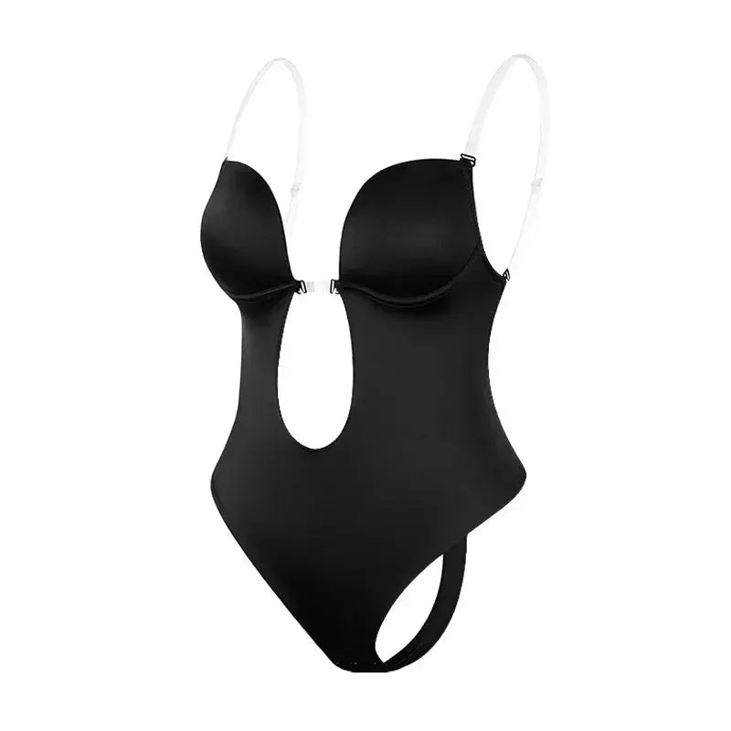 Women Shapers Underwear Backless Bodysuit Shapewear M L XL Deep V-Neck Body U Plunge Clear Strap Padded Push Up Corset - Lady T Fashions