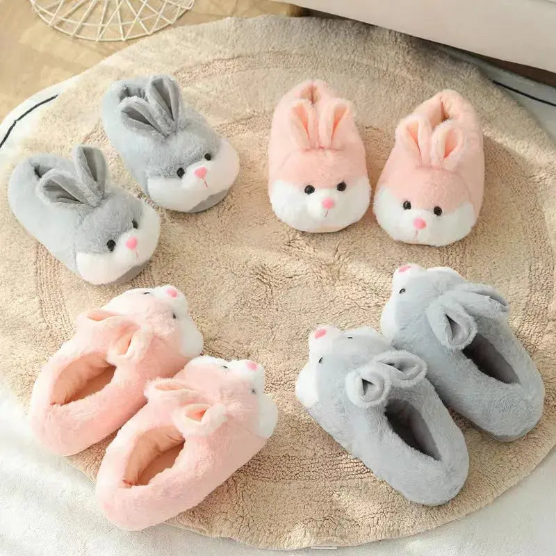 Cute Cartoon Rabbit Cotton Slippers Pack Heel Home Soft Non-slip Warm Breathable Indoor Plush Shoes Lady T Fashions