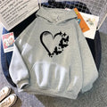 Heart Printed Hoodies for Woman Autumn Winter Daily Casual Sporty Hooded Sweatshirts Female Home Outdoor Comfort Loose Pullover - Lady T Fashions