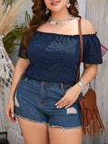 Plus Size Summer Women Elegant Off The Shoulder Dress Casual Fashion Solid Tops Office Lady Loose Curve Clothing - Lady T Fashions