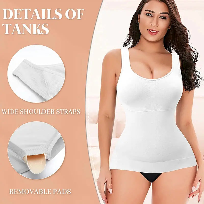 Shapewear for Women Tummy Control Waist Trainer Built-in Bra Shaping Tank Tops Slimming Body Shaper Compression Vest Underwear - Lady T Fashions