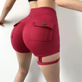 Sexy Shorts Women Sport With Pocket Buttocks Fitness Summer High Waist Tights Leggings Push Up Female Shorts Gym Clothing Pants - Lady T Fashions
