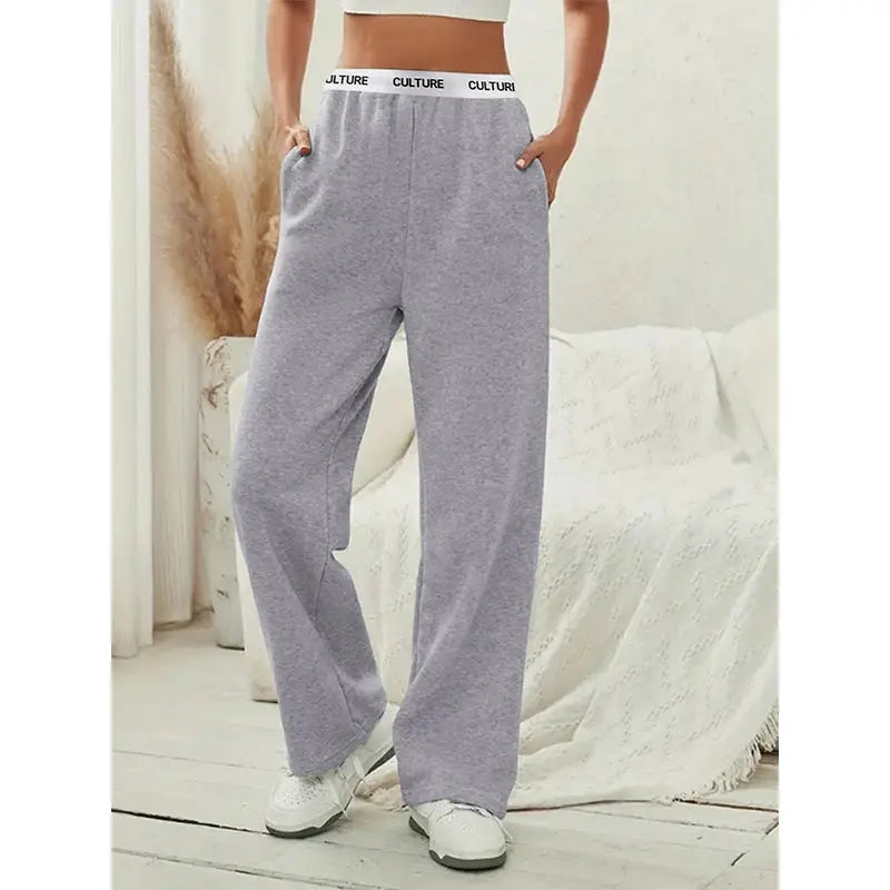Women's Fashion Pants High Waist Webbing Loose Women's Wide Leg Pants Solid Colour Casual Female Pants Autumn Daily Wear - Lady T Fashions