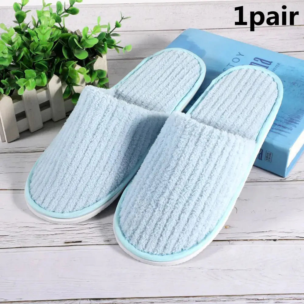 3/1 Pairs/Set Non-slip Travel Hotel Slippers Winter Warm Home Indoor Guest Slippers High Quality Disposable Closed Toe Slippers Lady T Fashions