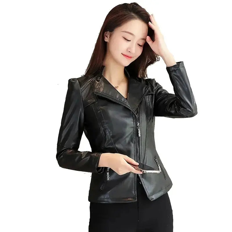 Women Jackets Spring Autumn New Faux Leather Jacket Womens Casual Slim Waterproof Windproof Basic Coats Short Female Jacket - Lady T Fashions
