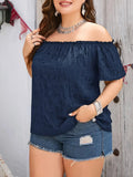 Plus Size Summer Women Elegant Off The Shoulder Dress Casual Fashion Solid Tops Office Lady Loose Curve Clothing - Lady T Fashions