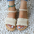 Women's fashion trend tassel shoelaces are non slip, wear-resistant, comfortable, soft soled flat heeled sandals Lady T Fashions