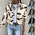 Jackets Women Coats Stand Collar Coat Zipper Print Y2k Tops Streetwear Casual Outerwear Single Breasted Spring Work Jacket - Lady T Fashions