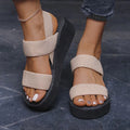 Women's Minimalist Wedge Sandals Open Toe Thick Soled Platform Casual Sandals Ankle Strap Slingback Sandalias Solid Color - Lady T Fashions