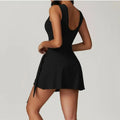 Tennis Dress for Women with Built in Shorts Womens Athletic Dresses Sleeveless Boat Neck Active Workout Skort Dress - Lady T Fashions