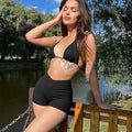 Women High Waist Workout Fitness Yoga Shorts Gym Running Yoga Leggings Scrunch Butt Seamless Knited Sports Three Point Shorts - Lady T Fashions