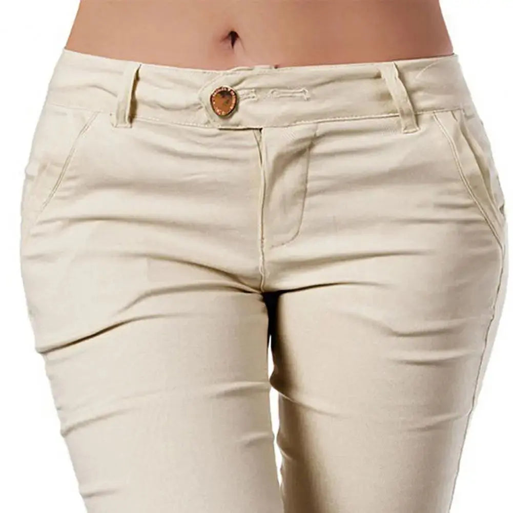 Women Pants Summer Women Pants Mid Waist Trendy Pants Slim fitting Calf Length Leggings Pencil Pants Women Trousers - Lady T Fashions