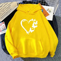 Heart Printed Hoodies for Woman Autumn Winter Daily Casual Sporty Hooded Sweatshirts Female Home Outdoor Comfort Loose Pullover - Lady T Fashions