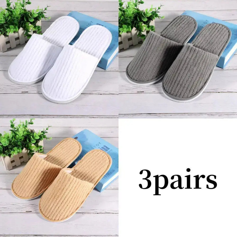 3/1 Pairs/Set Non-slip Travel Hotel Slippers Winter Warm Home Indoor Guest Slippers High Quality Disposable Closed Toe Slippers Lady T Fashions