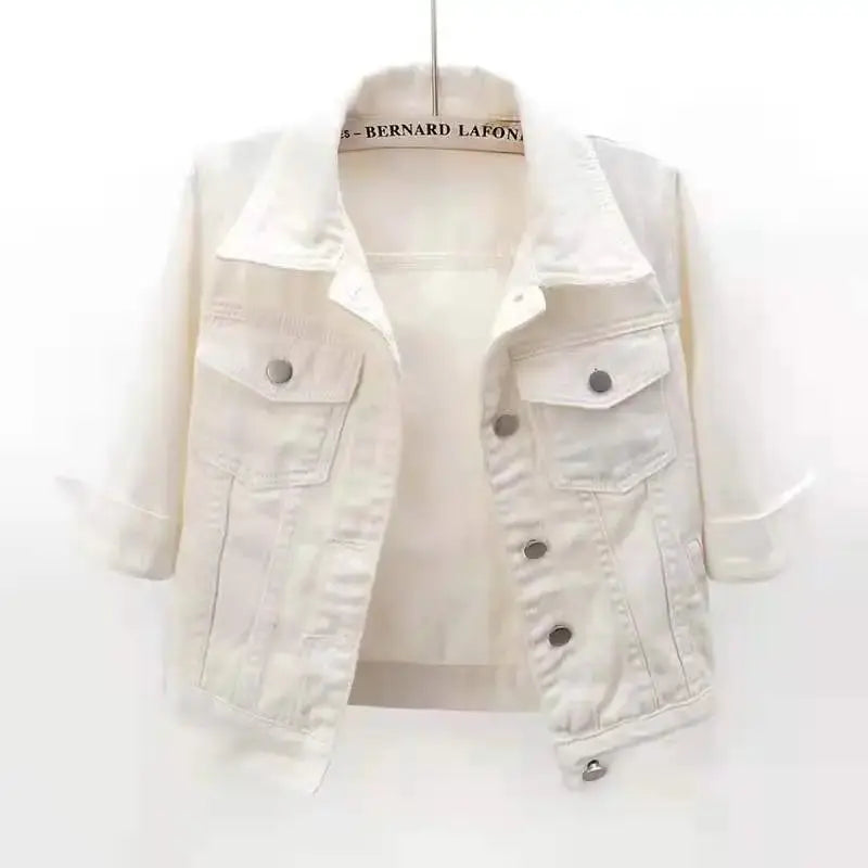 Women Denim Jacket Spring Autumn Short Coat Pink Jean Jackets Casual Tops Purple Yellow Purple Blue Loose Tops Lady Outerwear - Lady T Fashions