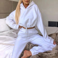 Fashion Trend Women's Wear, Long-sleeved Sports Casual Suit Waist Two-piece Set - Lady T Fashions