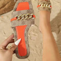2024 New Summer Women Flat Slippers Luxury Outdoor Beach Flat Sandals Trend Brand Designer Slippers Women Big Size Slides Women - Lady T Fashions