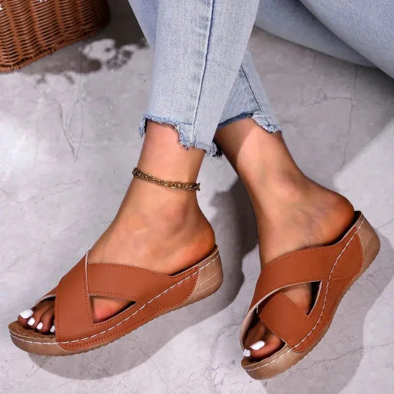 New Shoes Sandals Women Summer Retro Women Shoe Slides Walking Shoes Wedge Ladies Shoes Casual Footwear Women Slippers Female Lady T Fashions