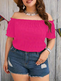 Plus Size Summer Women Elegant Off The Shoulder Dress Casual Fashion Solid Tops Office Lady Loose Curve Clothing - Lady T Fashions