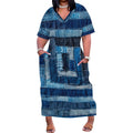 Women's Polyester Denim Style A-Line Midi Dress Light Blue Short Sleeve Casual Work - Lady T Fashions