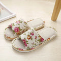 House Linen Slippers Women Floral Autumn Cute Home Indoor Non Slip Funny Sandals Cartoon Kawaii Cat Shoes Flat Flax Striped Lady T Fashions