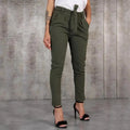 Casual Women Pants Solid Color Belted Elastic High Waist Harem Pants Long Trousers Women's Clothing Lady T Fashions