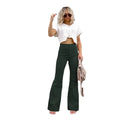Women Pants Elegant Corduroy Autumn Winter Fashion Slim Casual Female New Solid Mid-waist Street Long Flare Clothing Lugentolo - Lady T Fashions