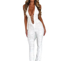Sexy Lace Trousers Deep V Strap-on Neck Jumpsuit 2025 Spring/summer New Fashion High Street Women's Clothing - Lady T Fashions