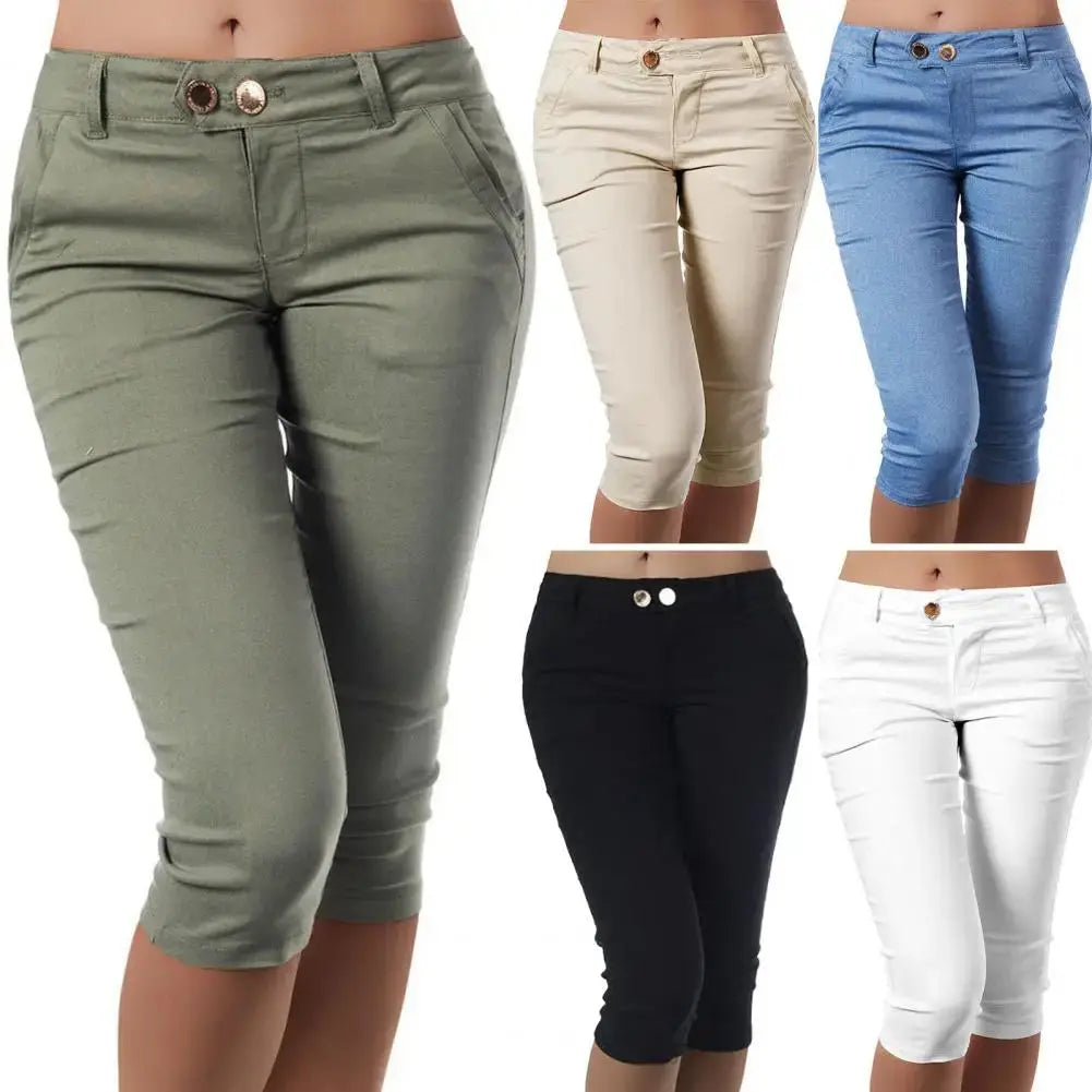 Women Pants Summer Women Pants Mid Waist Trendy Pants Slim fitting Calf Length Leggings Pencil Pants Women Trousers - Lady T Fashions
