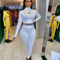 European and N Women's Clothing Hot Cross-border Trade Autumn and Winter Sexy Solid Color Tight Long-sleeved Suit - Lady T Fashions