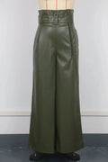 Women's Pants Wholesale Items High Waist Pu Leather Black Wide Leg Pants for Women Casual Fashion Loose Streetwear Trouser Femme Lady T Fashions