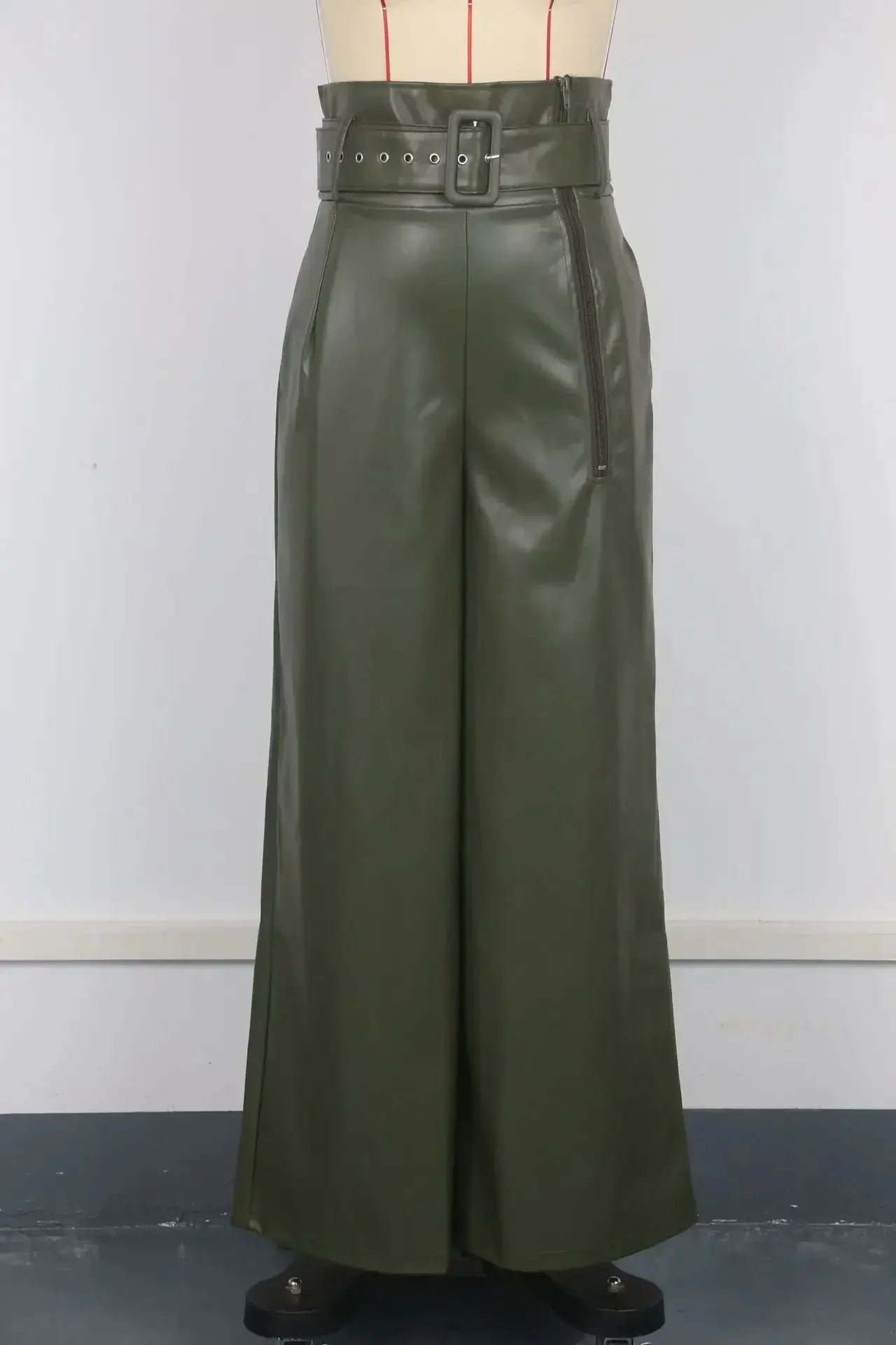 Women's Pants Wholesale Items High Waist Pu Leather Black Wide Leg Pants for Women Casual Fashion Loose Streetwear Trouser Femme Lady T Fashions