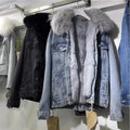 Winter Women Warm Basic Coat Big Fur Collar Denim Jacket Female Cold Motorcycle Jackets Outerwear Fleece Thick Casual Overcoat - Lady T Fashions