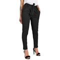 Casual Women Pants Solid Color Belted Elastic High Waist Harem Pants Long Trousers Women's Clothing - Lady T Fashions