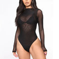 Fashion Ladies Sheer Transparent Bodysuit For Women Summer Solid Color Long Sleeve Jumpsuits Bodysuits Female Clothing - Lady T Fashions